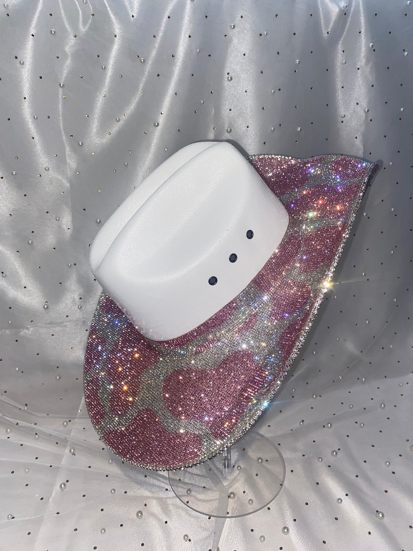 Pink Cow Print Rhinestone