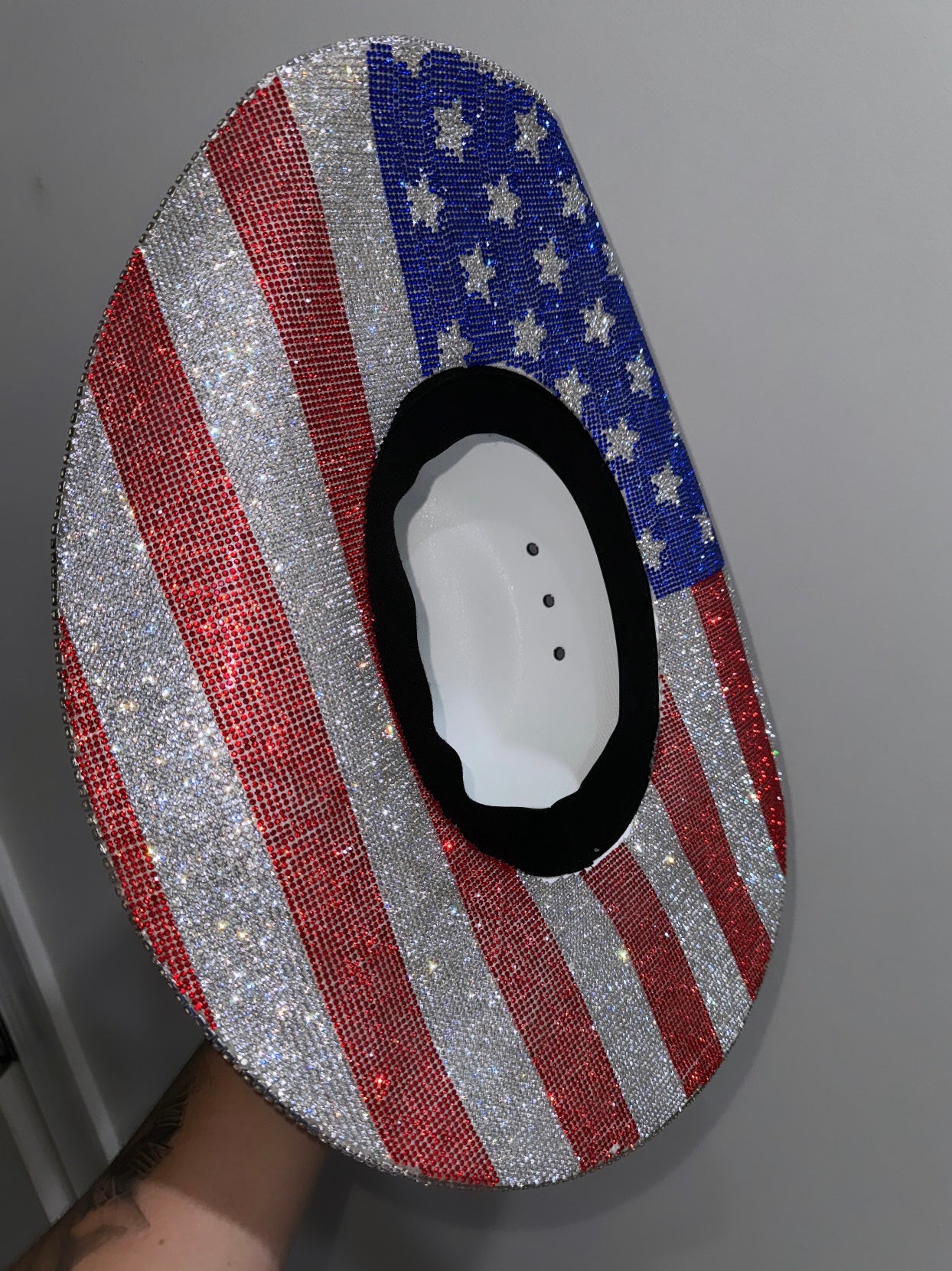 American Flag Rhinestone Hat w/top Stars (bottom brim only)