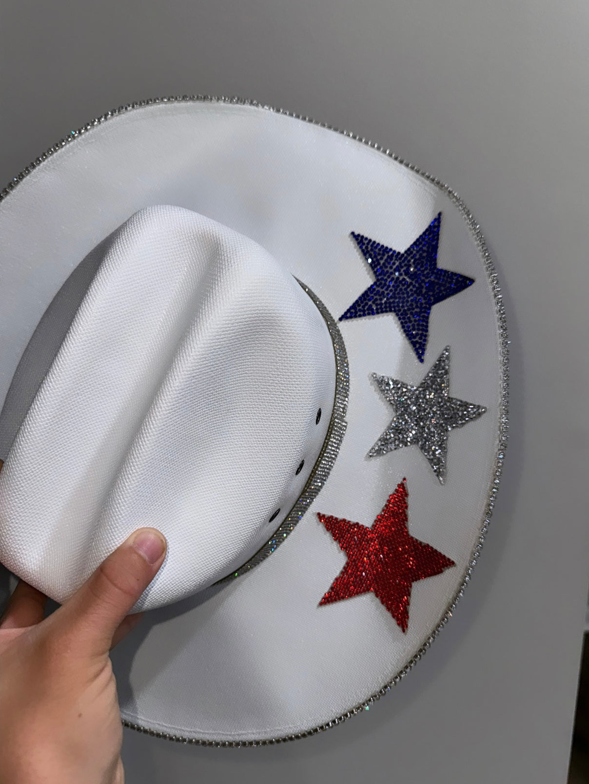 American Flag Rhinestone Hat w/top Stars (bottom brim only)