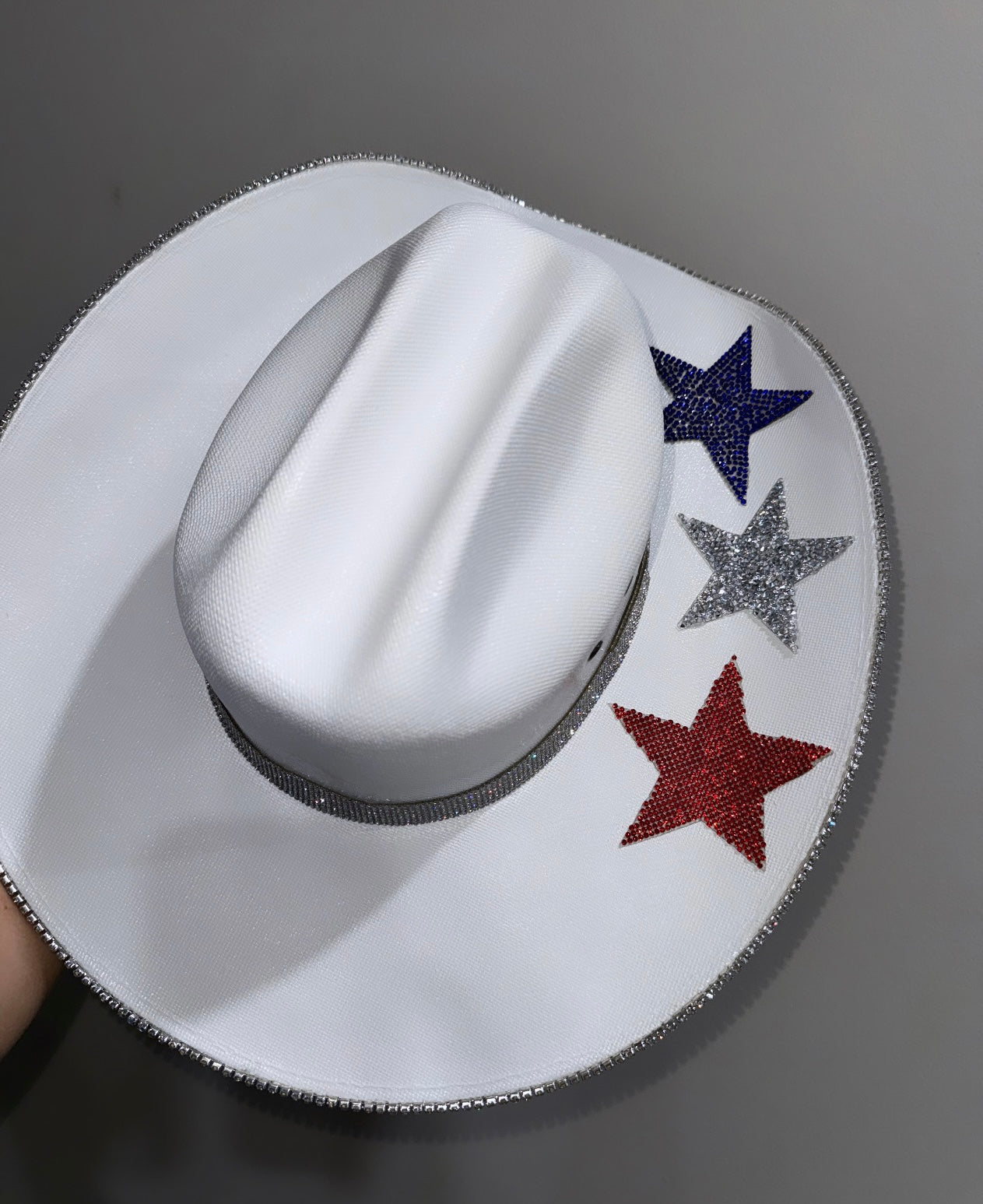 American Flag Rhinestone Hat w/top Stars (bottom brim only)