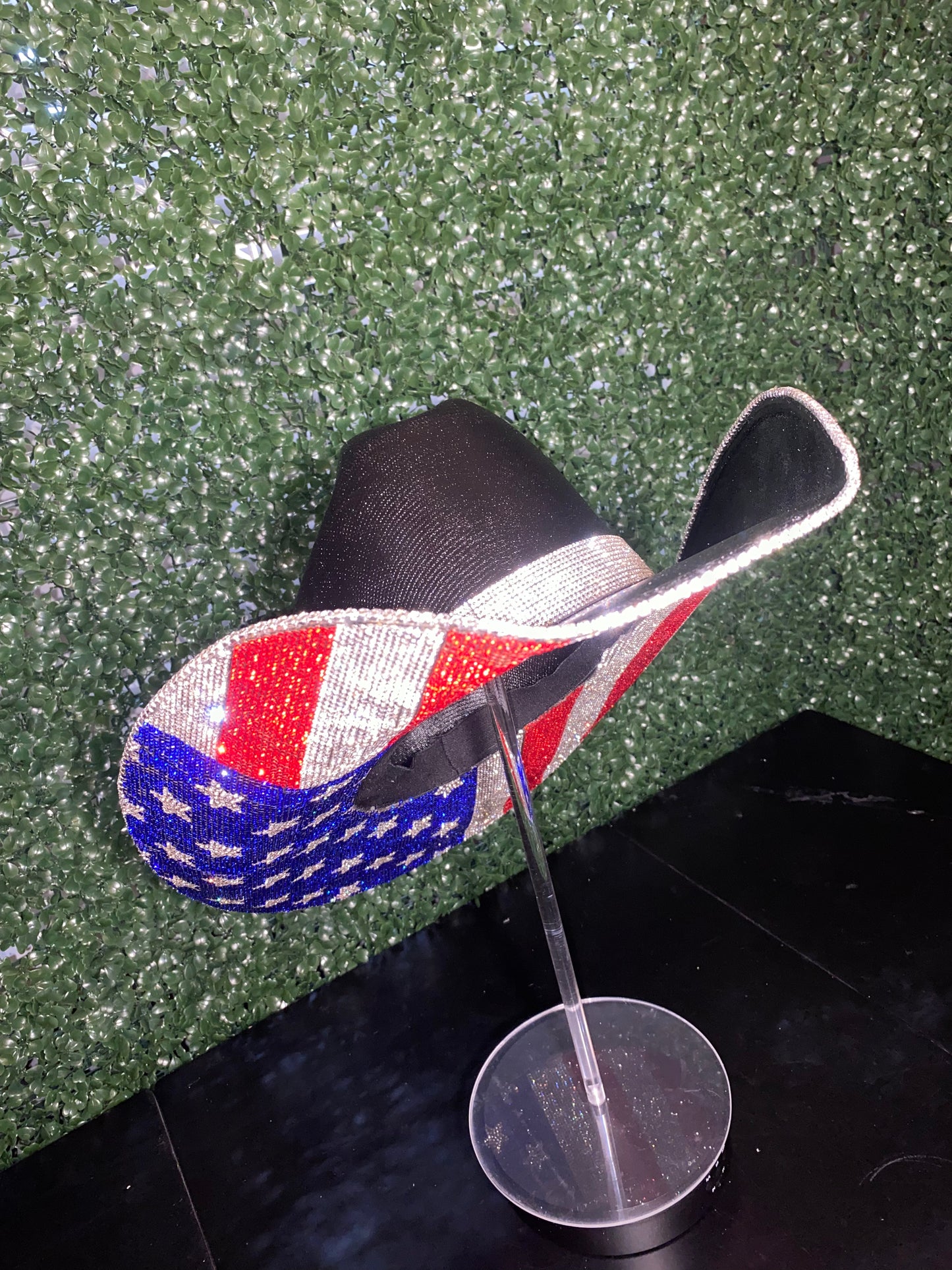 American Flag Rhinestone Hat (bottom brim only)